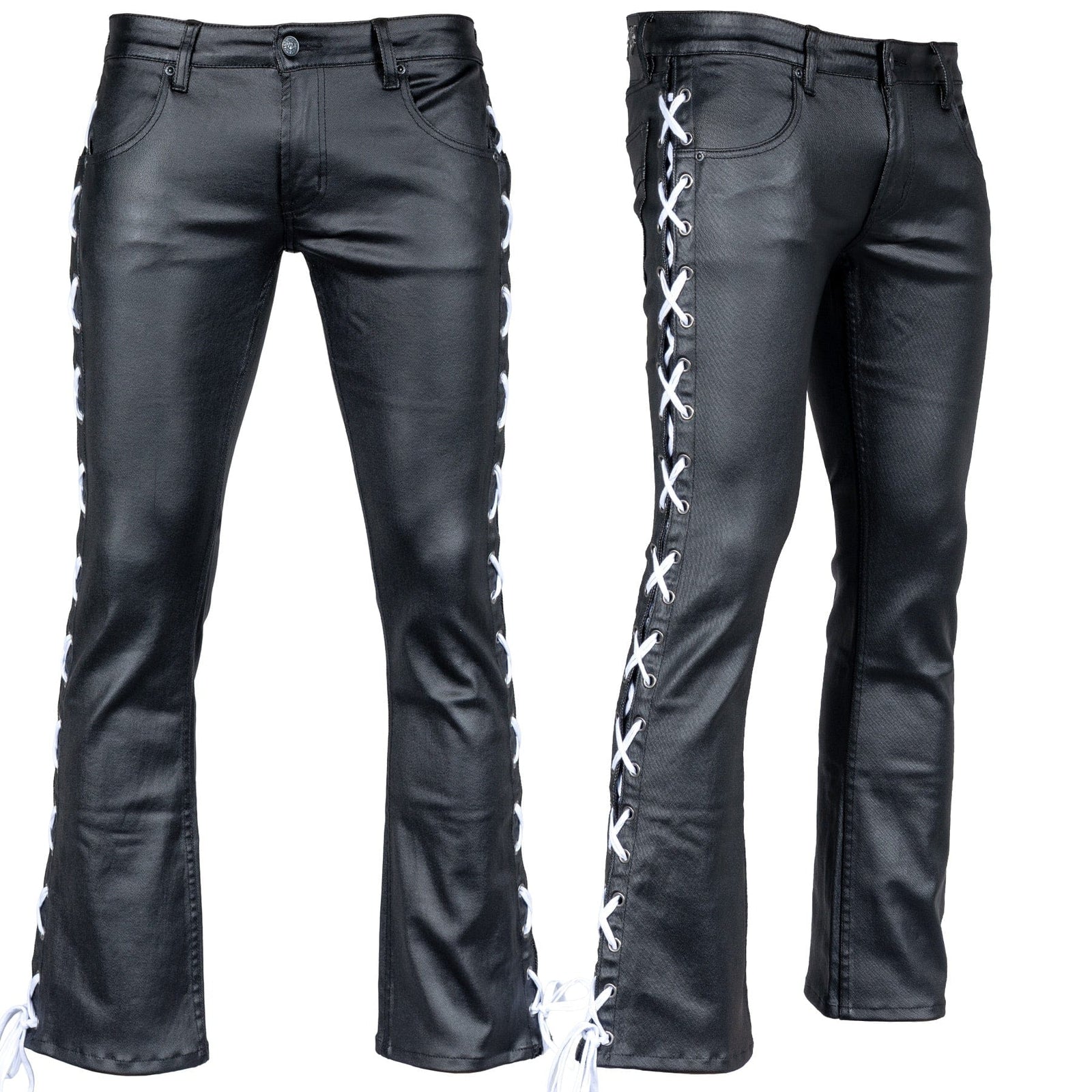 Custom Chop Shop Pants Hellraiser Waxed Denim Jeans - Ready to Ship - Size 32x30 with White Side Lacing