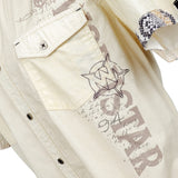 Custom Chop Shop Button Down M Ivory Python Shirt - Short Sleeve