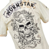 Custom Chop Shop Button Down M Ivory Python Shirt - Short Sleeve