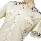 Custom Chop Shop Button Down M Ivory Python Shirt - Short Sleeve