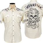 Custom Chop Shop Button Down M Ivory Python Shirt - Short Sleeve