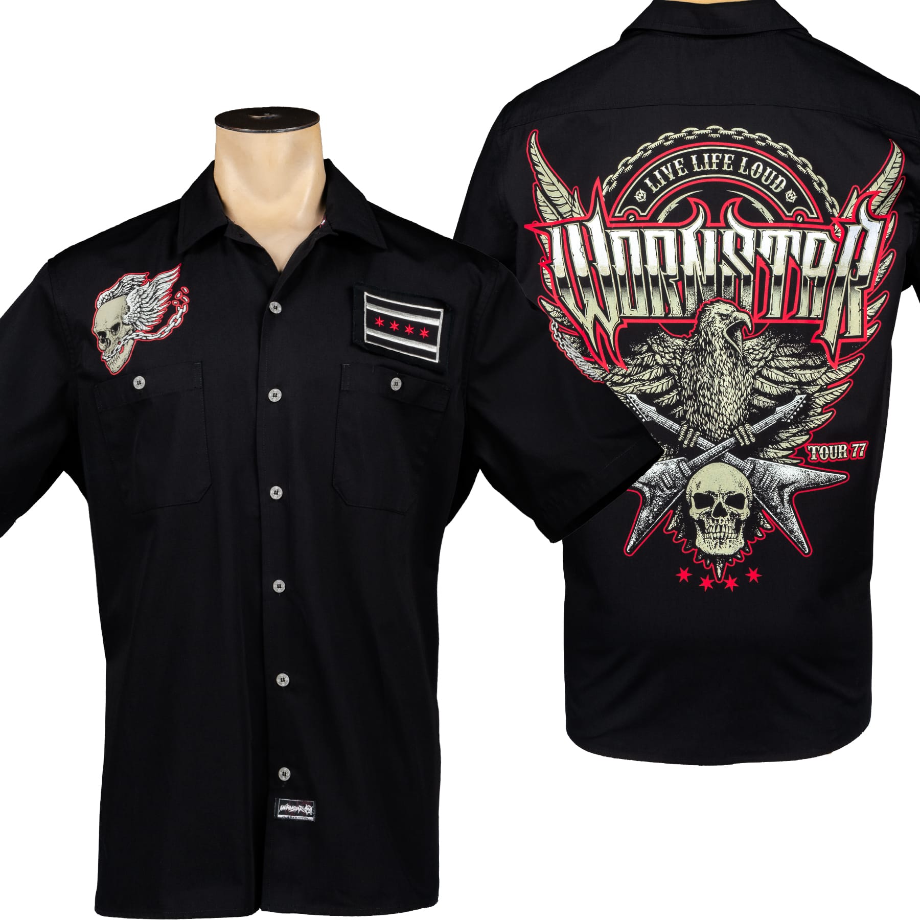 Custom Chop Shop Button Down Screaming Eagle Work Shirt