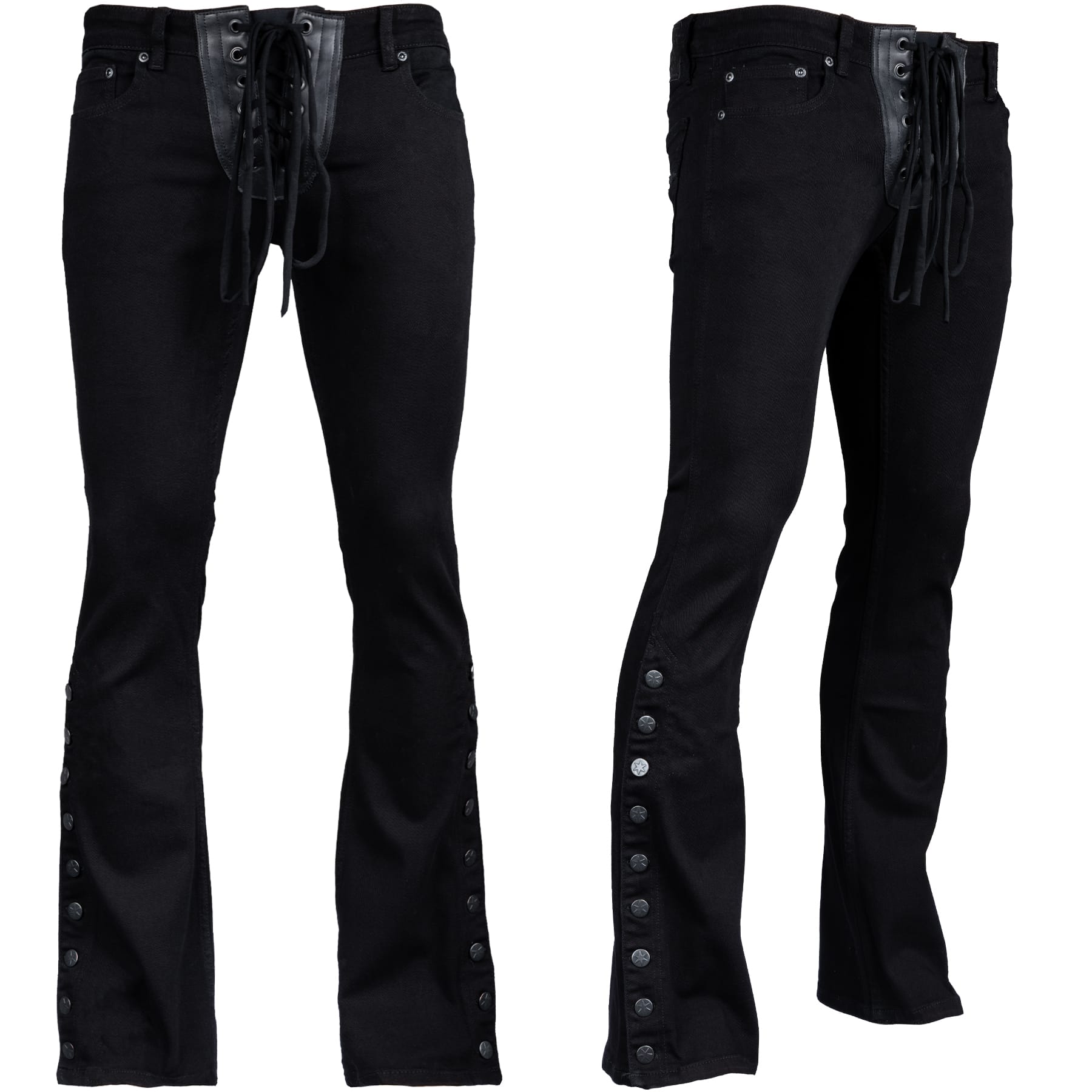 Custom Chop Shop Pants Side Button Jeans - Lace Up Fly - Ready to Ship - Size 32x34