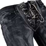 Custom Chop Shop Pants Smoke Washed Jeans - Lace Up Fly - Ready to Ship - Size 32x33