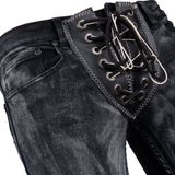 Custom Chop Shop Pants Smoke Washed Jeans - Lace Up Fly - Ready to Ship - Size 32x33