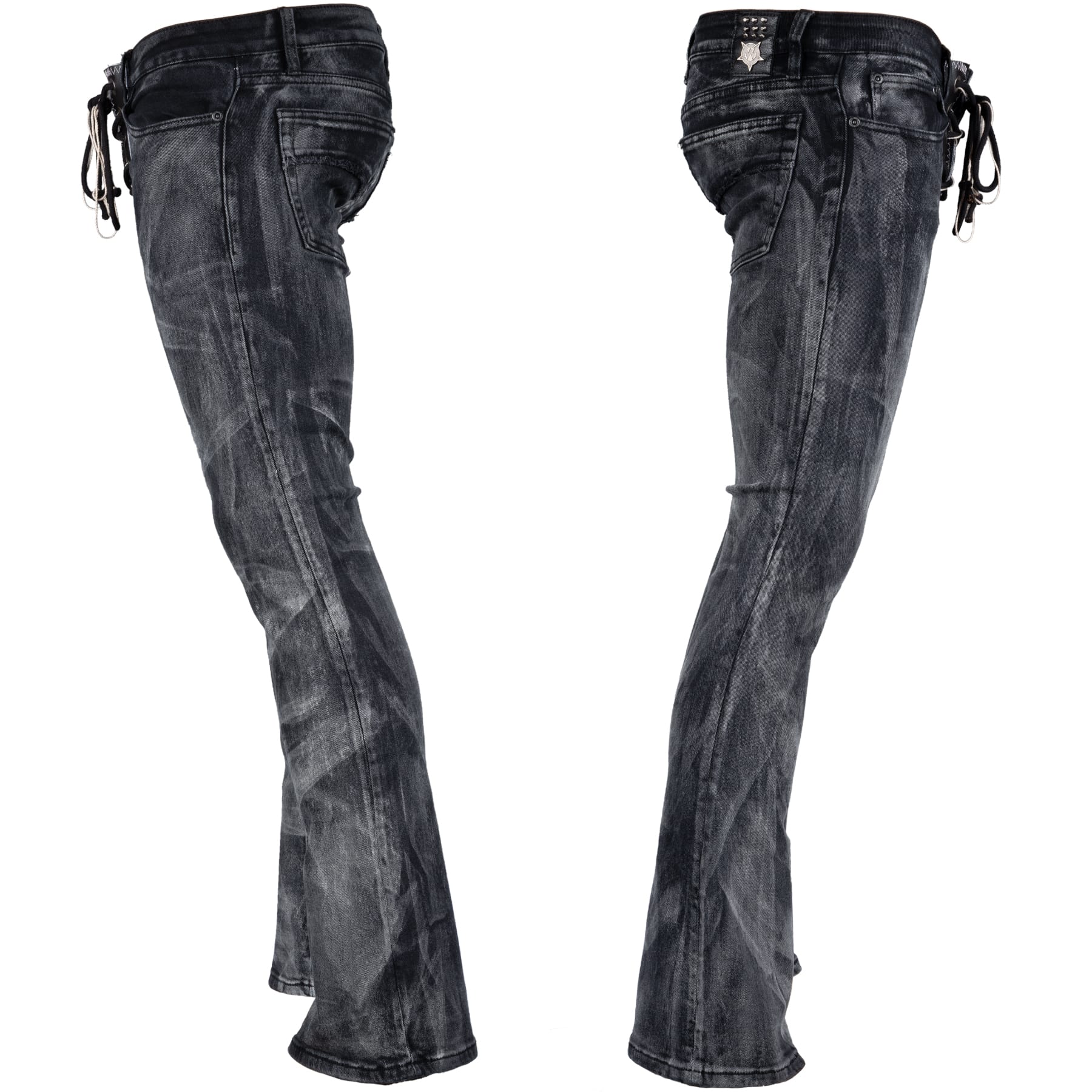 Custom Chop Shop Pants Smoke Washed Jeans - Lace Up Fly - Ready to Ship - Size 32x33