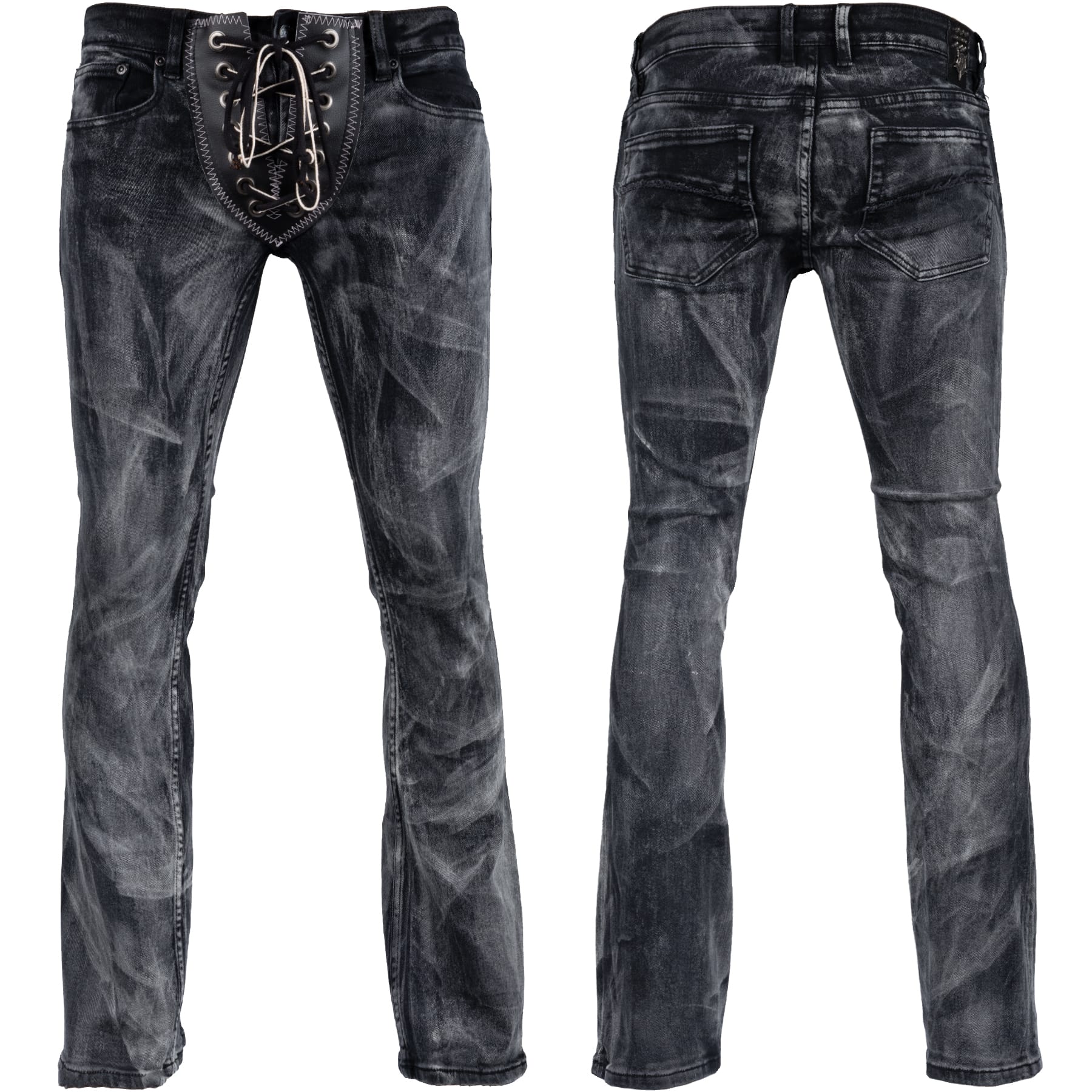 Custom Chop Shop Pants Smoke Washed Jeans - Lace Up Fly - Ready to Ship - Size 32x33