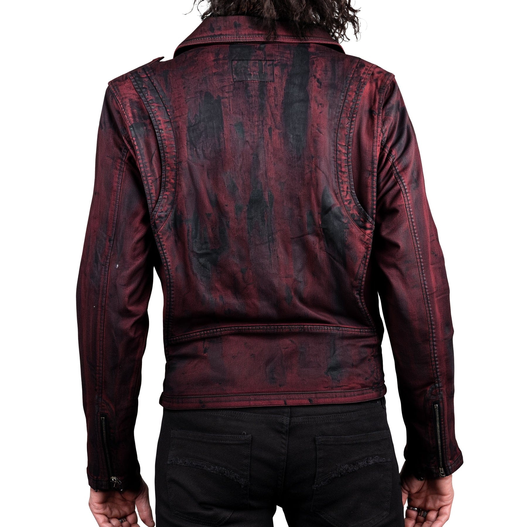 Custom Chop Shop Jacket Wild Child Coated Denim Jacket - Crimson - Sample