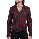 Custom Chop Shop Jacket Wild Child Coated Denim Jacket - Crimson - Sample