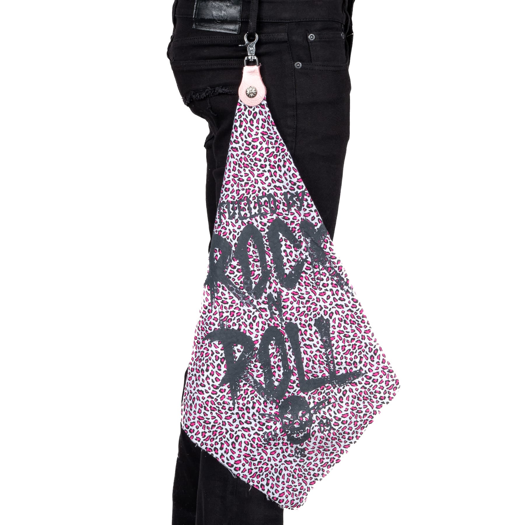 Custom Chop Shop Accessory Wornstar Custom Belt Flair - Fueled by Rock n Roll - Leopard - Pink and White - Ready to Ship