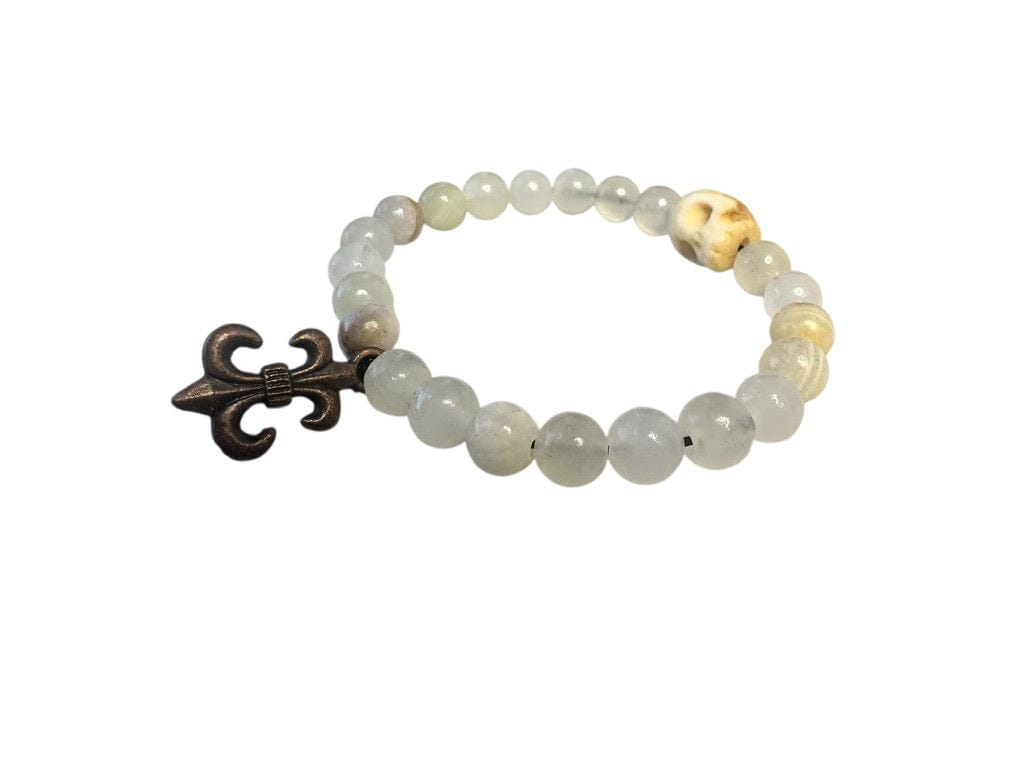 Custom Chop Shop Accessory Wornstar Custom Bracelet - Italian Onyx Beads with Fleur de Lis - Ready to Ship