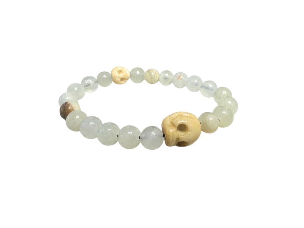 Custom Chop Shop Accessory Wornstar Custom Bracelet - Italian Onyx Beads with Skull - Ready to Ship