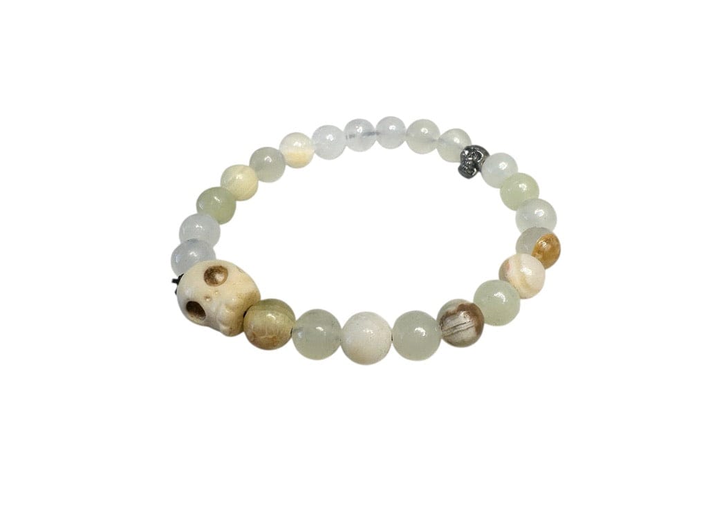 Custom Chop Shop Accessory Wornstar Custom Bracelet - Italian Onyx Beads with Skulls - Ready to Ship