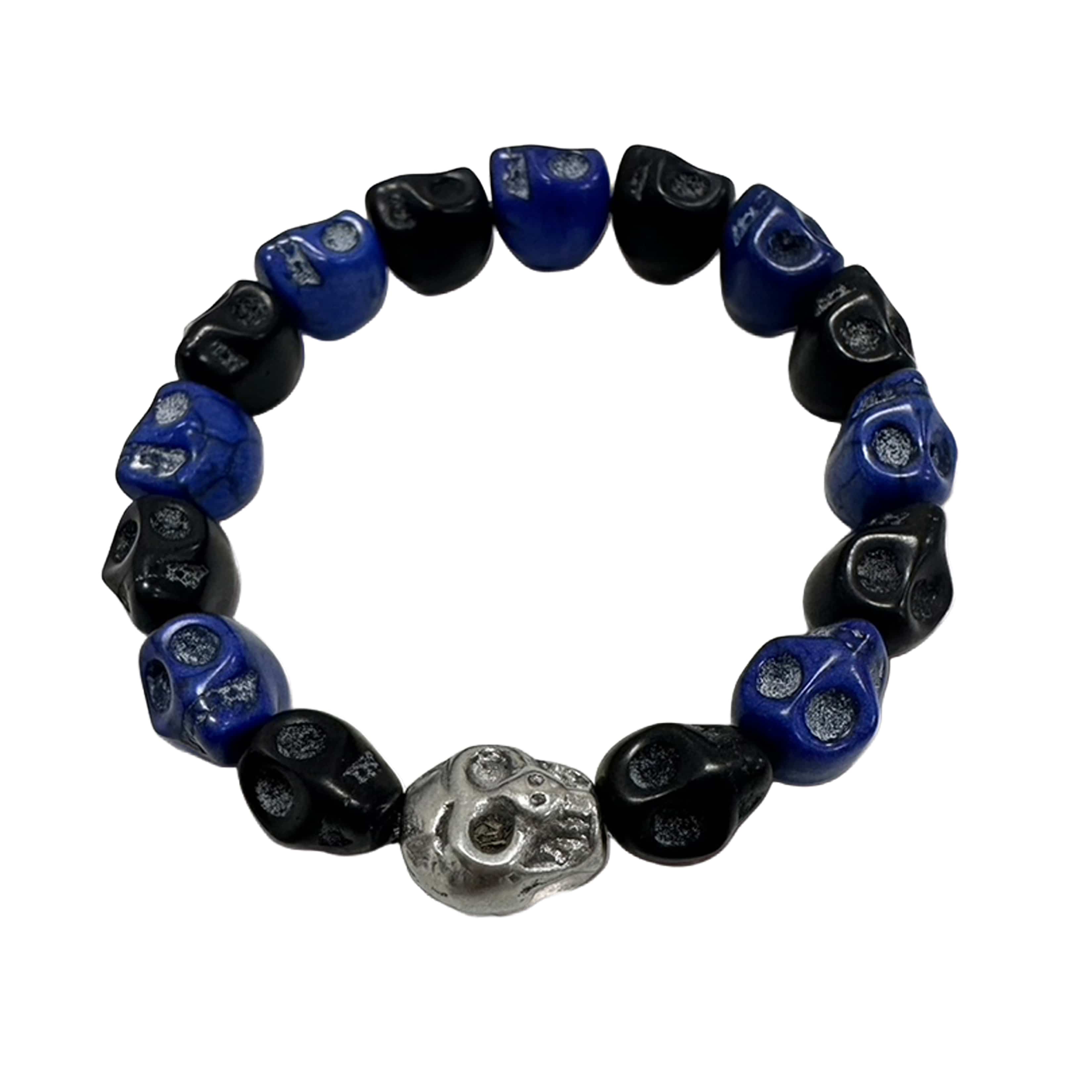 Custom Chop Shop Accessory Wornstar Custom Bracelet - Them Bones - Blue Black and Silver - Ready to Ship
