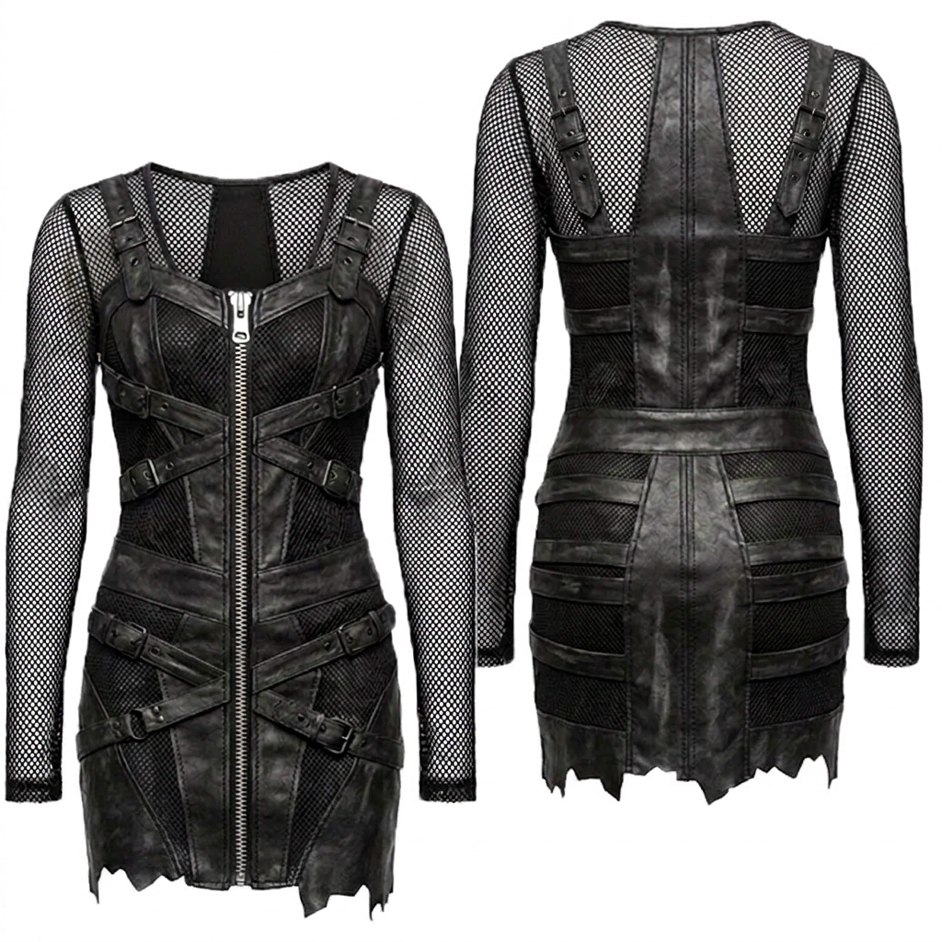Custom Chop Shop Jacket Wornstar Custom Dress - Raven - Front Zip