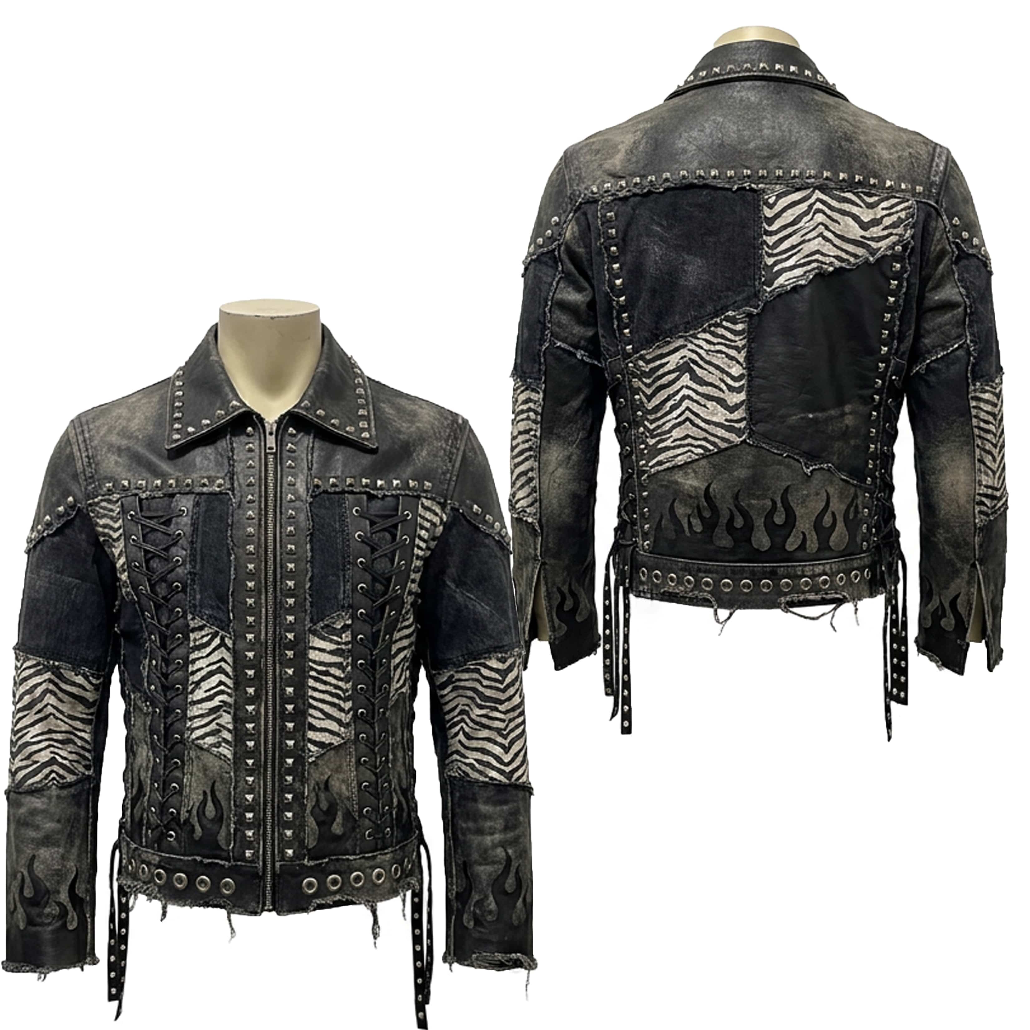 Custom Chop Shop Jacket Wornstar Custom Handmade Jacket - Black and White Zebra Patchwork