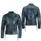 Wornstar Custom Handmade Jacket - Blue Jean Leopard Print Custom Chop Shop