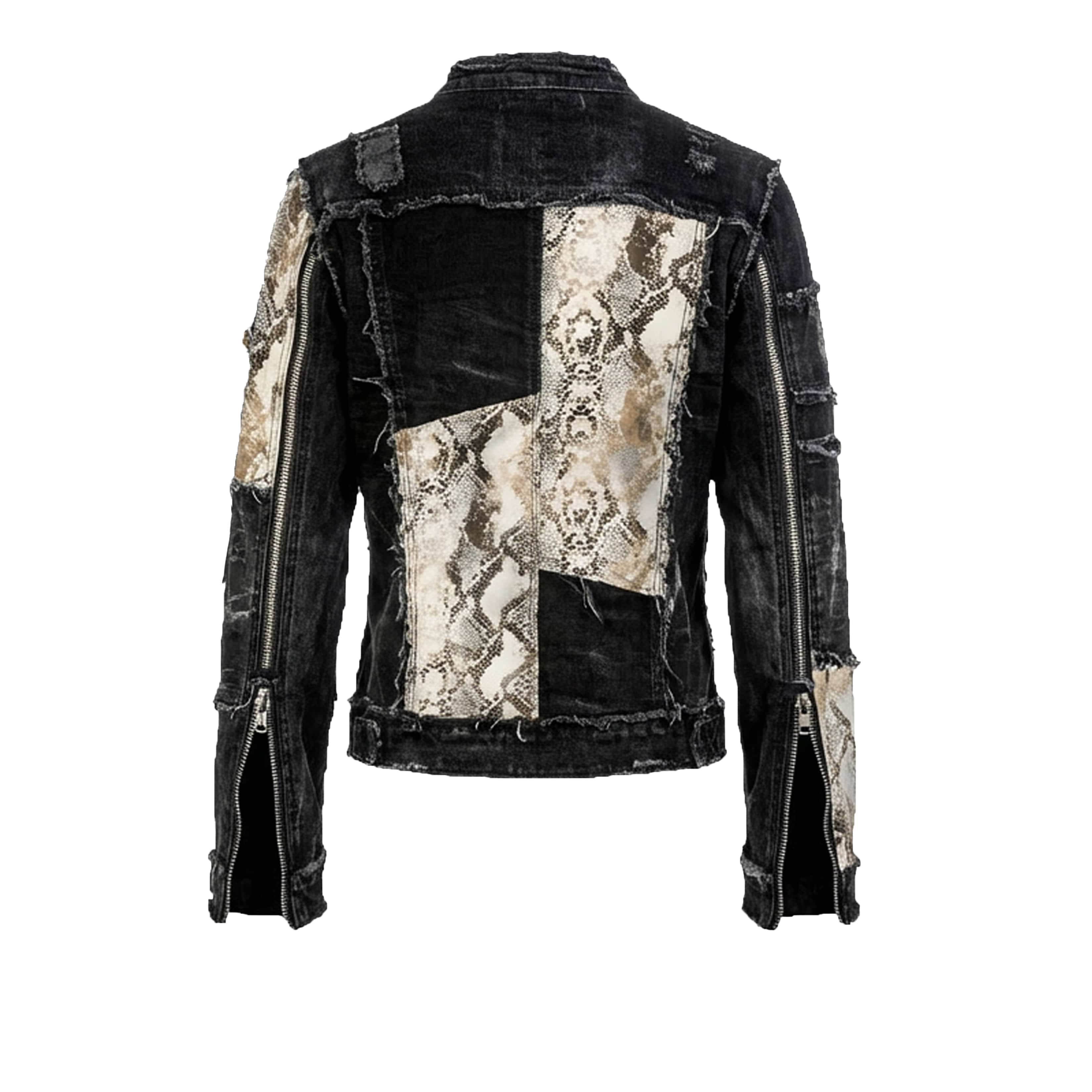 Custom Chop Shop Jacket Wornstar Custom Handmade Jacket - Ivory Python Patchwork