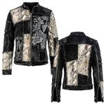 Custom Chop Shop Jacket Wornstar Custom Handmade Jacket - Ivory Python Patchwork