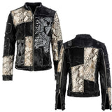 Custom Chop Shop Jacket Wornstar Custom Handmade Jacket - Ivory Python Patchwork