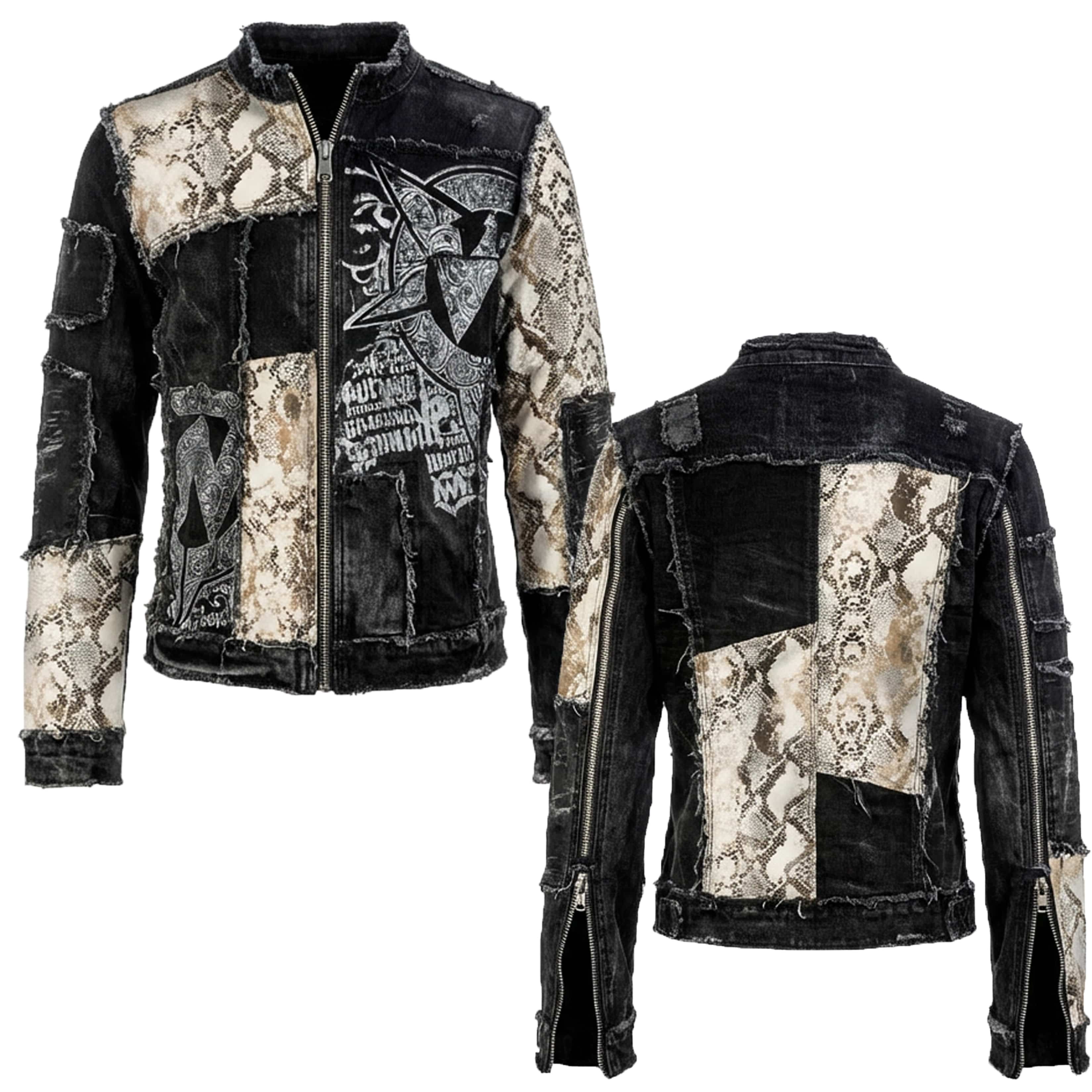 Custom Chop Shop Jacket Wornstar Custom Handmade Jacket - Ivory Python Patchwork