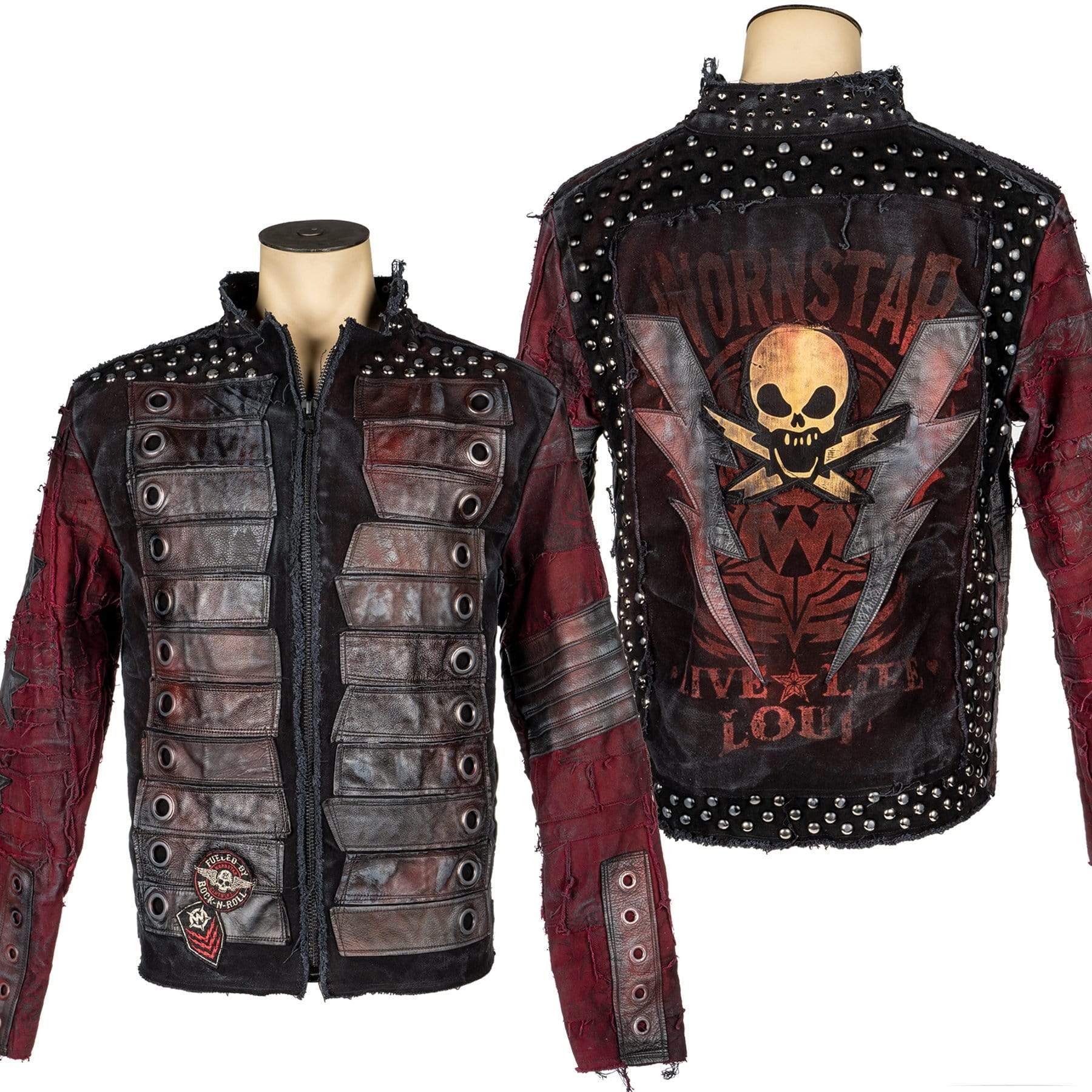 Custom Chop Shop Jacket Wornstar Custom Handmade Jacket - Live Life Loud Burgundy Red