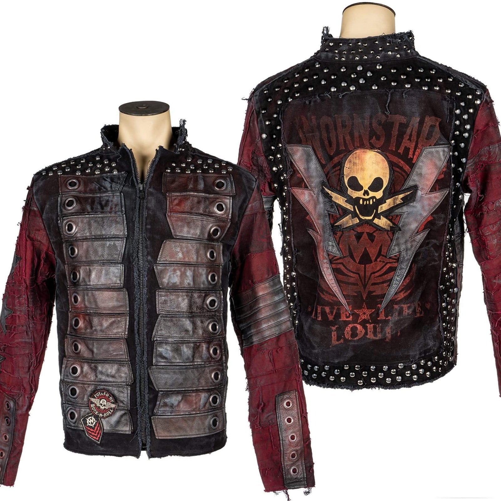 Custom Chop Shop Jacket Wornstar Custom Handmade Jacket - Live Life Loud Burgundy Red