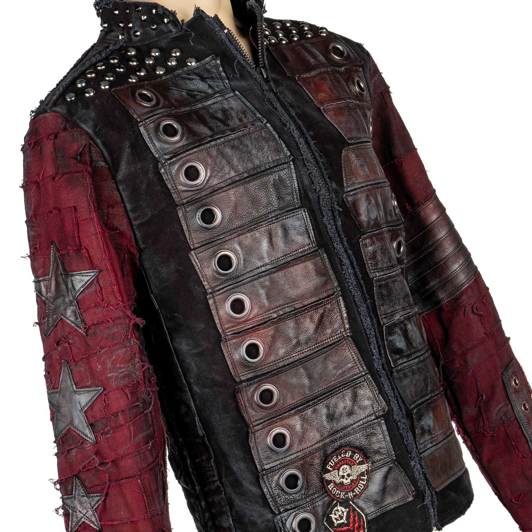 Custom Chop Shop Jacket Wornstar Custom Handmade Jacket - Live Life Loud Burgundy Red