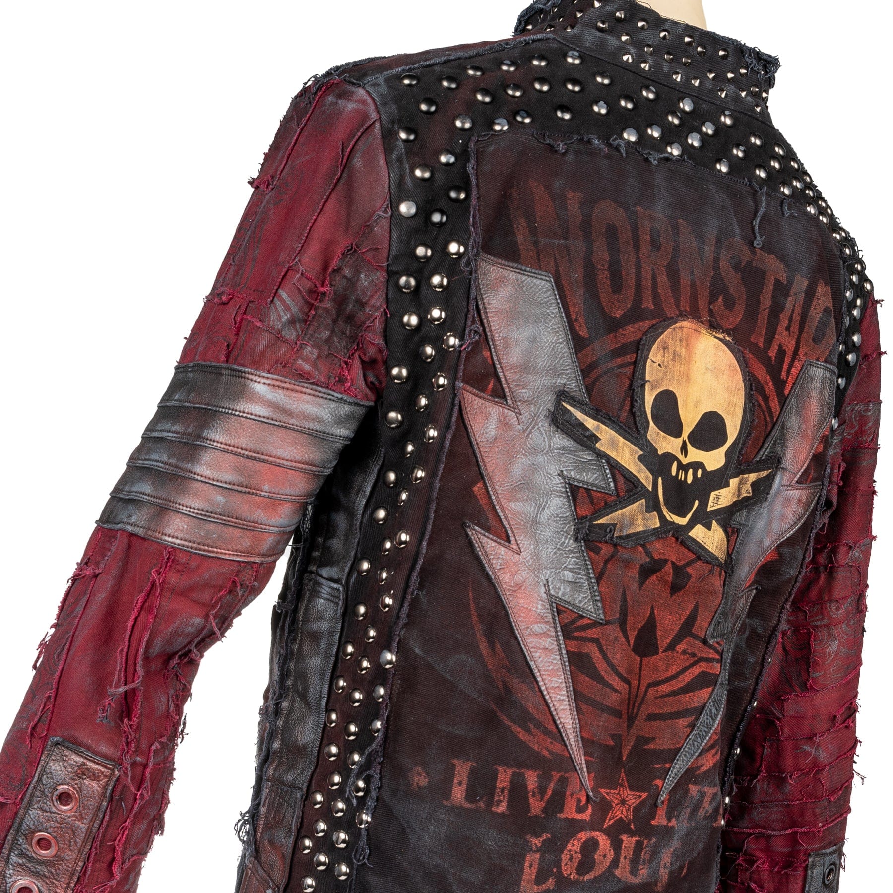 Custom Chop Shop Jacket Wornstar Custom Handmade Jacket - Live Life Loud Burgundy Red