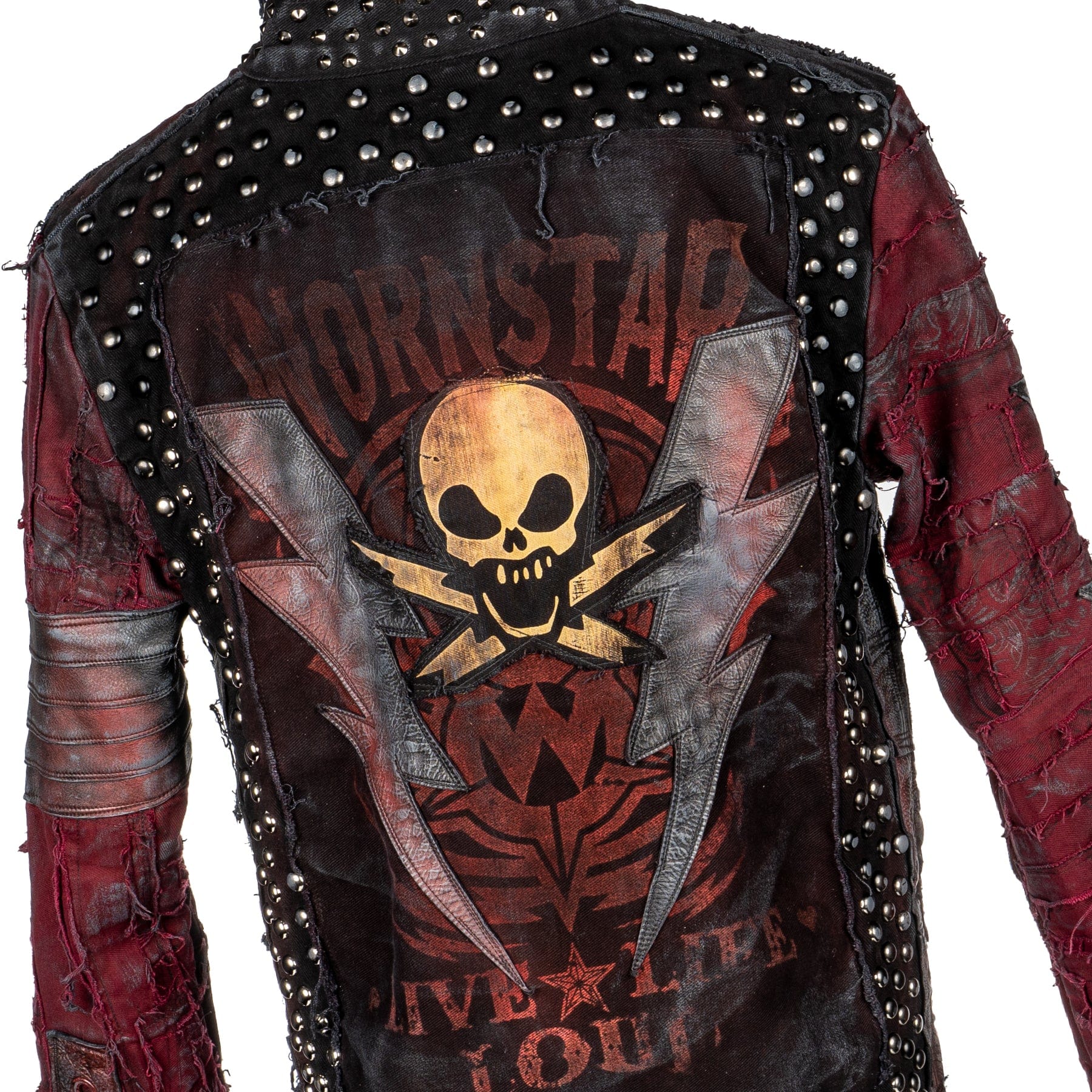 Custom Chop Shop Jacket Wornstar Custom Handmade Jacket - Live Life Loud Burgundy Red