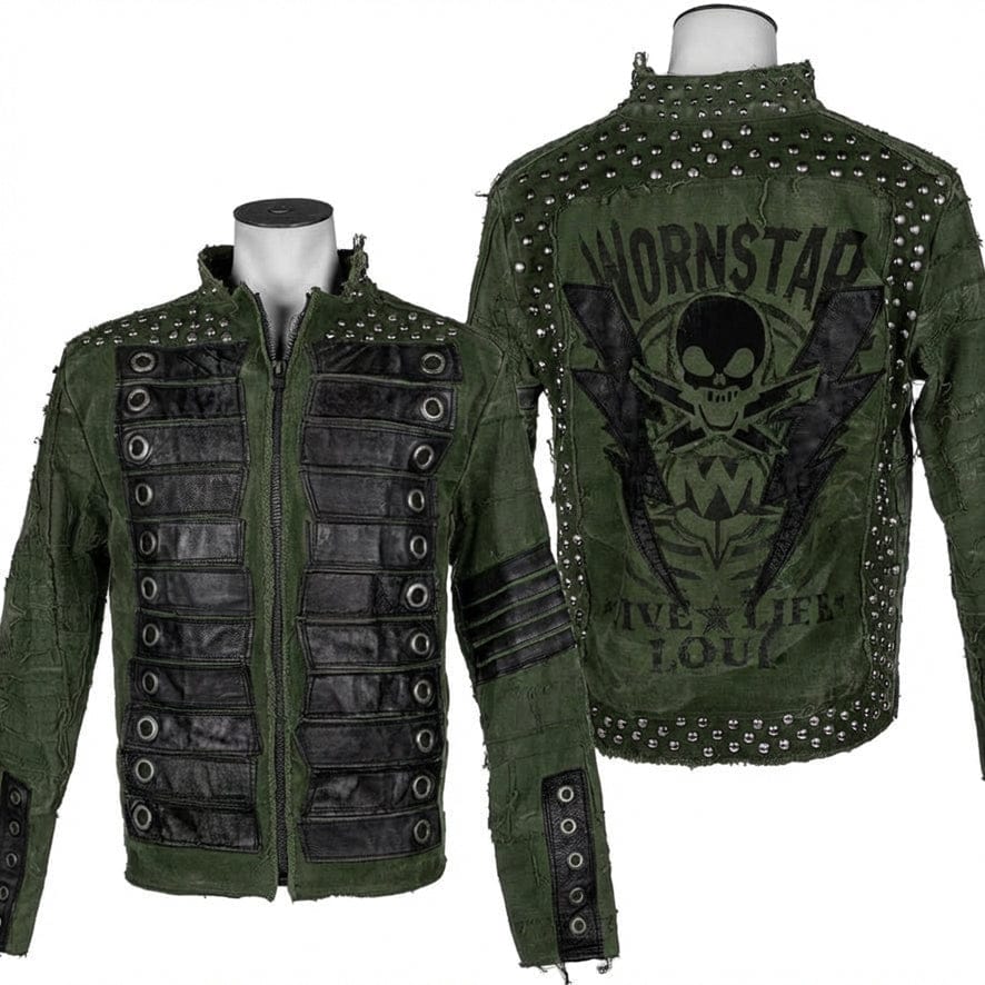 Custom Chop Shop Jacket Wornstar Custom Handmade Jacket - Live Life Loud Green