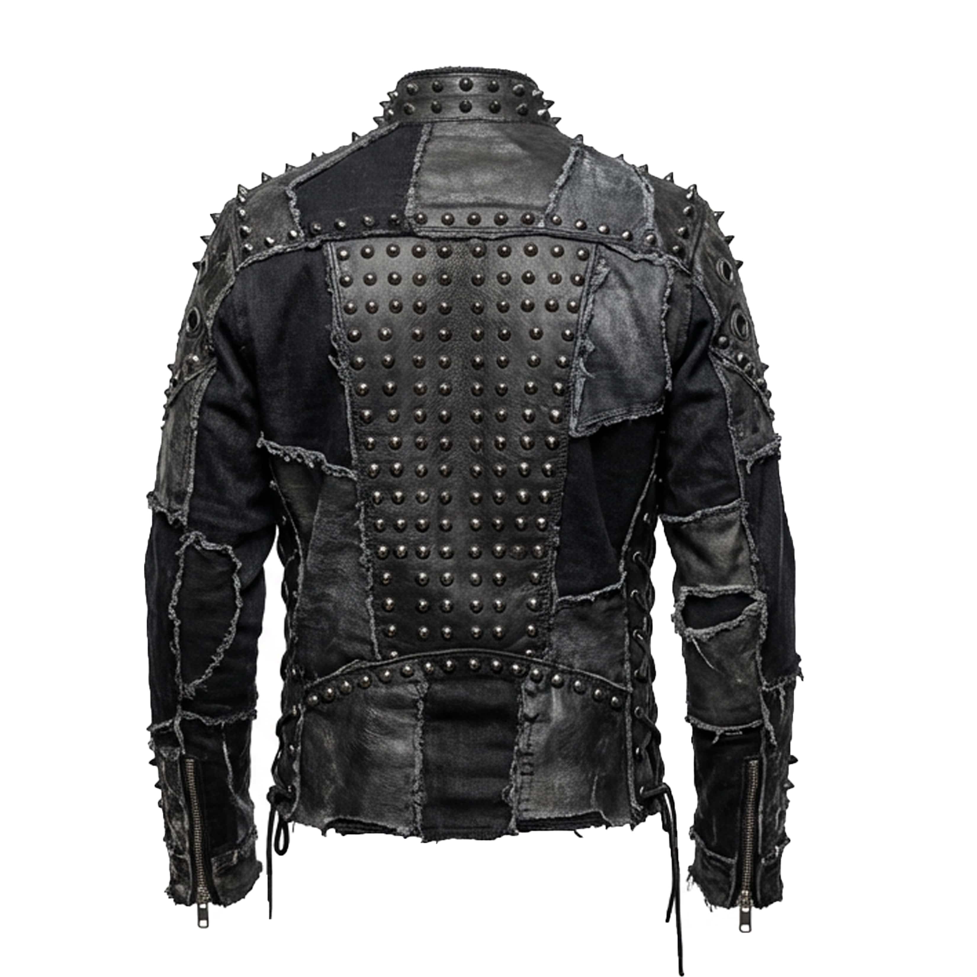 Custom Chop Shop Jacket Wornstar Custom Handmade Jacket - Studded Patchwork - Black Hole