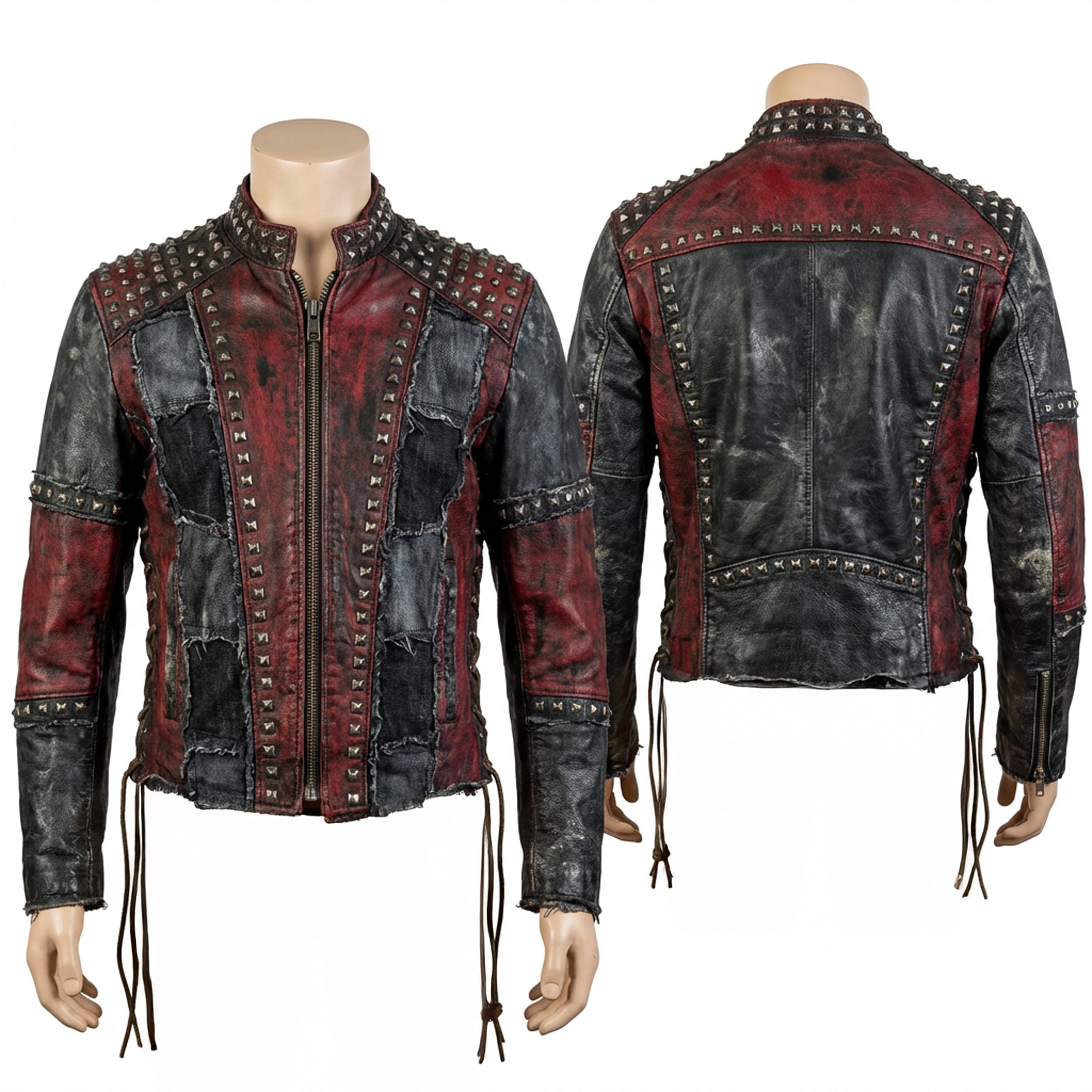 Custom Chop Shop Jacket Wornstar Custom Handmade Jacket - Studded Patchwork - Mirage