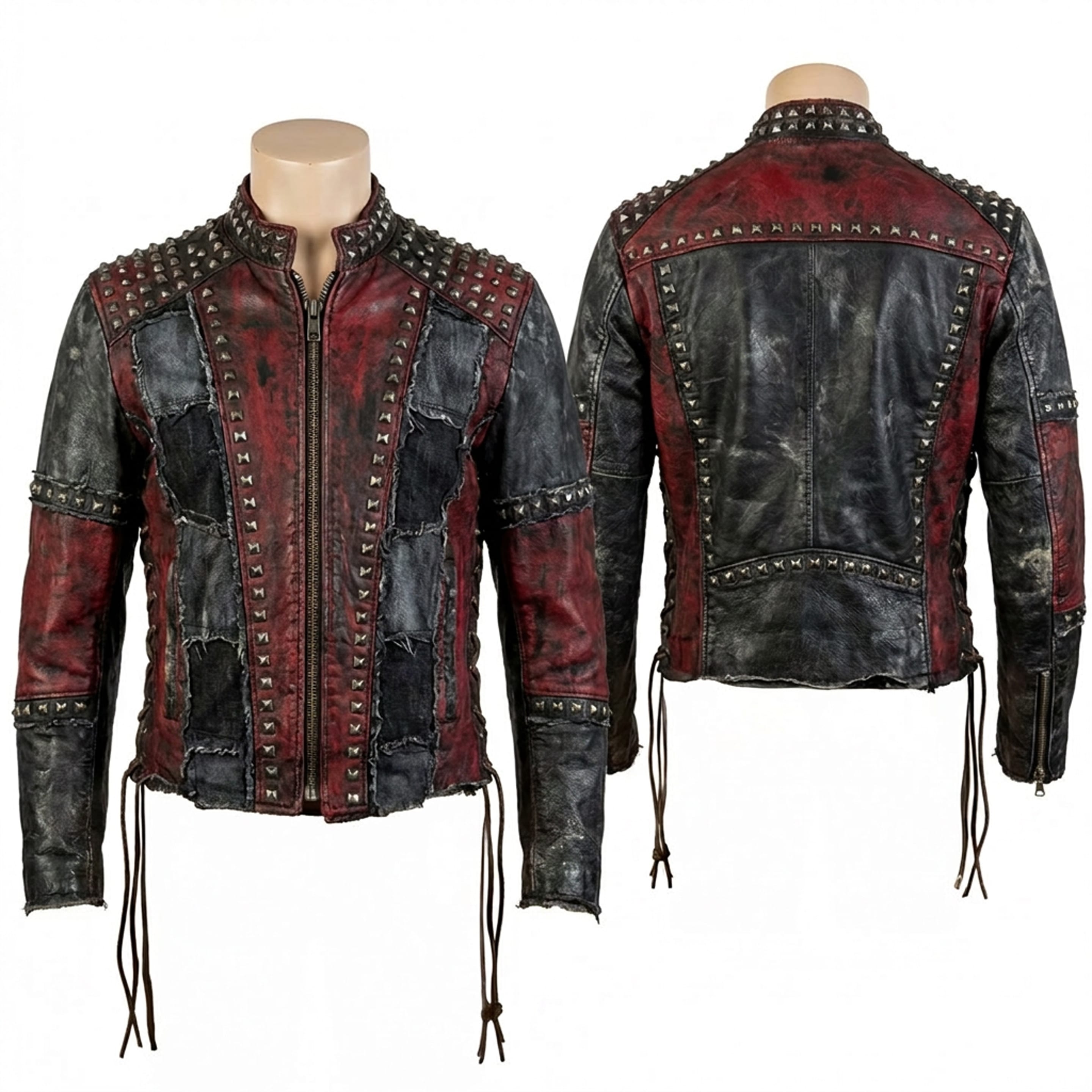 Wornstar Custom Handmade Jacket - Studded Patchwork - Mirage Custom Chop Shop