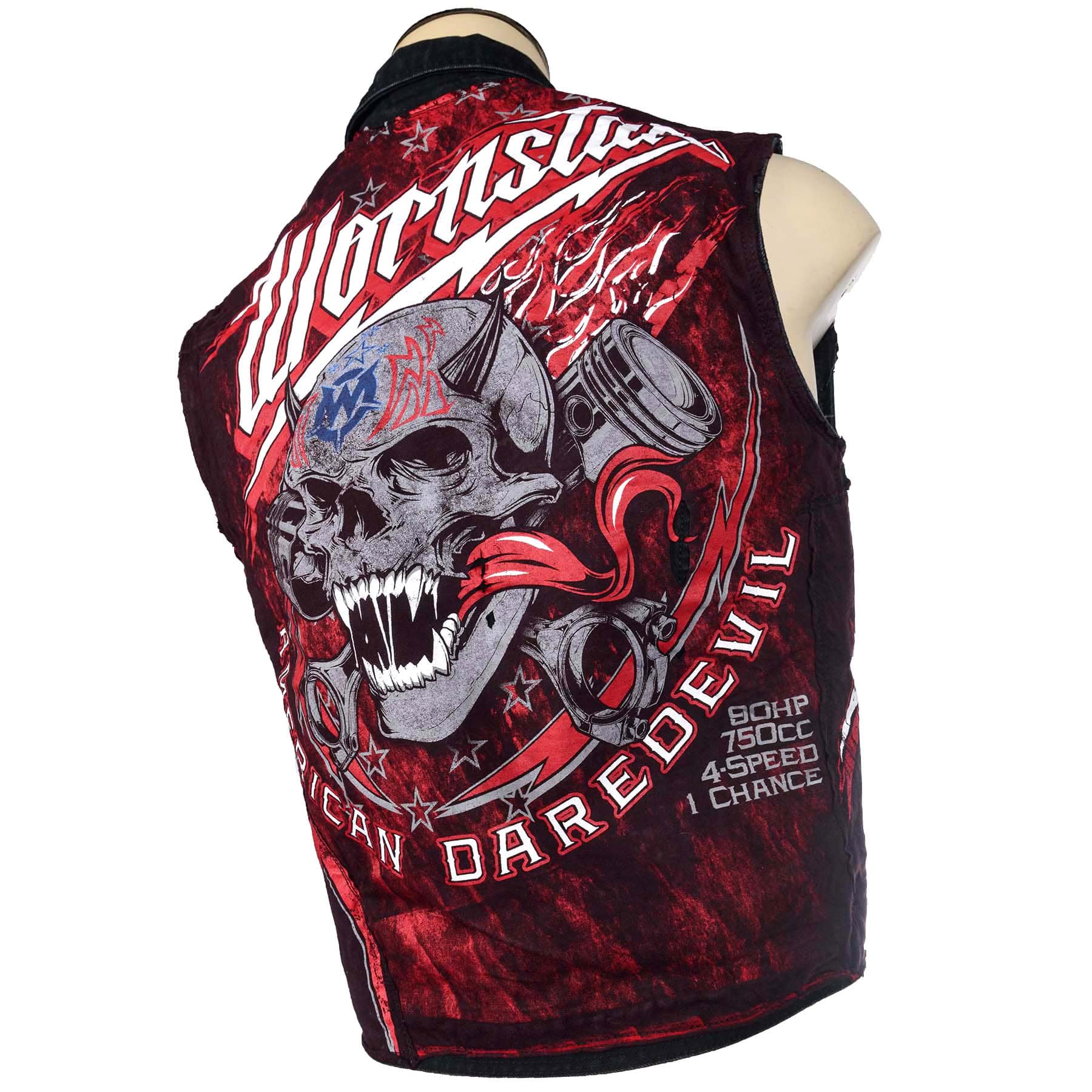 Custom Chop Shop Jacket Wornstar Custom Handmade Vest - American Daredevil Studded