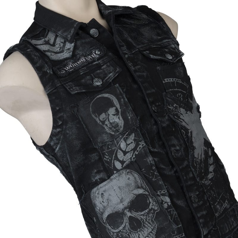 Custom Chop Shop Jacket Wornstar Custom Handmade Vest - Aura Patchwork