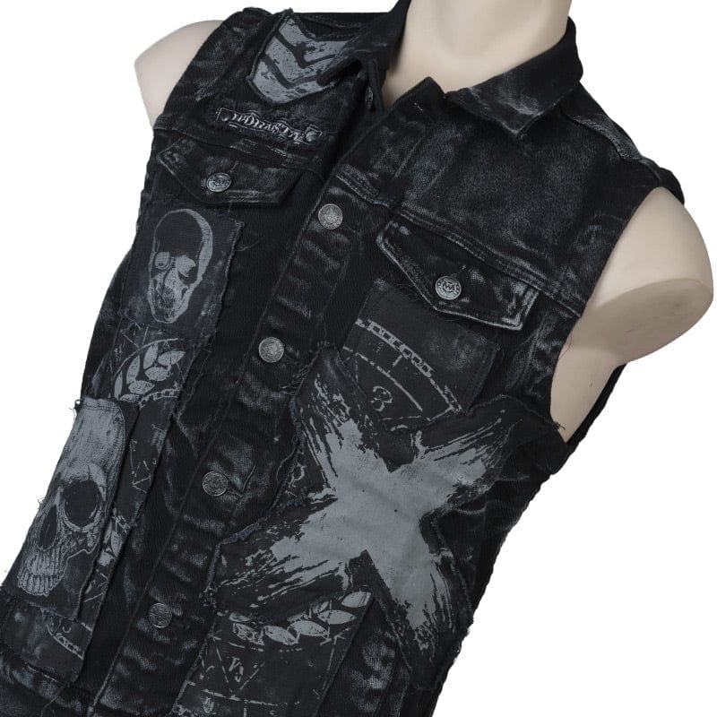 Custom Chop Shop Jacket Wornstar Custom Handmade Vest - Aura Patchwork