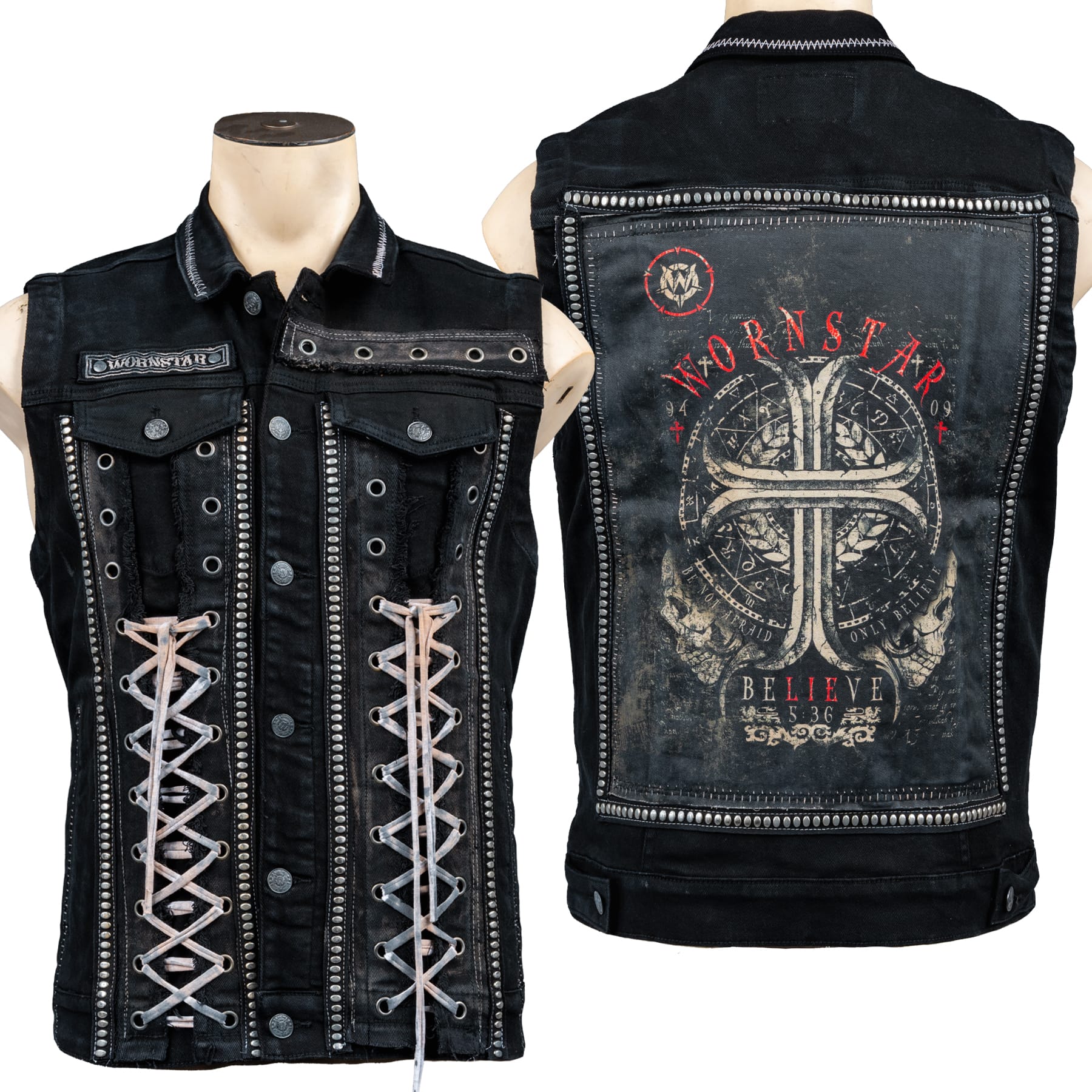 Custom Chop Shop Jacket Wornstar Custom Handmade Vest - Believe - Ready to Ship