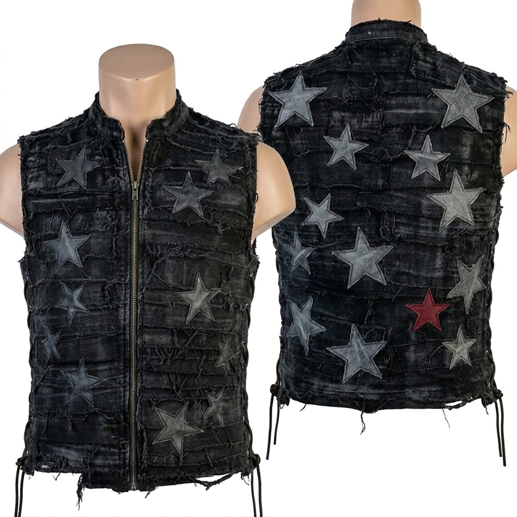 Custom Chop Shop Jacket Wornstar Custom Handmade Vest - Black the Skye