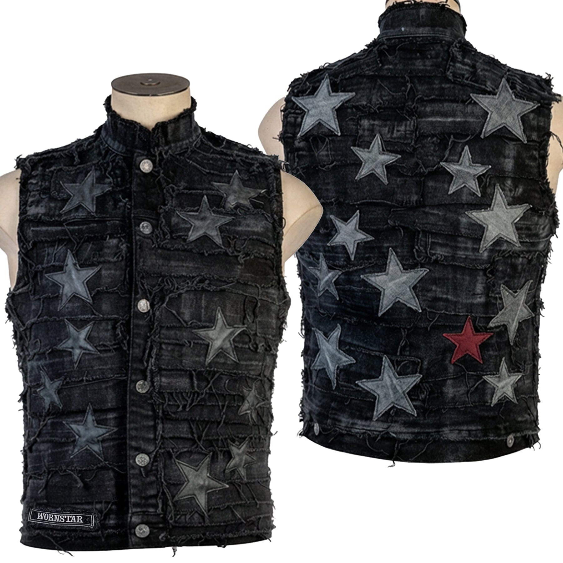 Custom Chop Shop Jacket Wornstar Custom Handmade Vest - Black the Skye - Button Closure