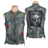Custom Chop Shop Jacket Wornstar Custom Handmade Vest - Blue Jean Medley