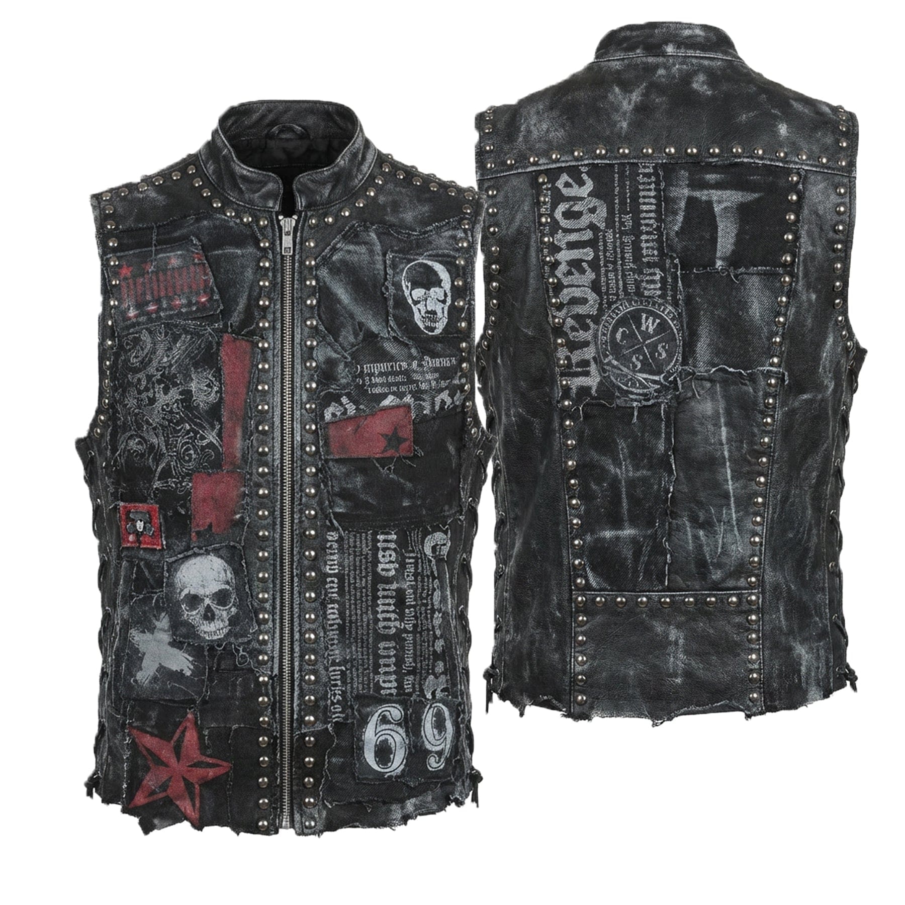 Custom Chop Shop Jacket Wornstar Custom Handmade Vest - Chaos Patchwork