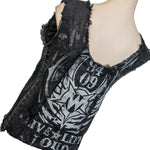 Custom Chop Shop Jacket Wornstar Custom Handmade Vest -Denim and Leather Corset - Live Life Loud