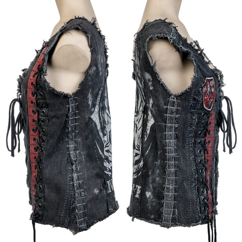 Custom Chop Shop Jacket Wornstar Custom Handmade Vest -Denim and Leather Corset - Live Life Loud