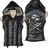Custom Chop Shop Jacket Wornstar Custom Handmade - Vest - Dread Skull and Bones with Detachable Hood