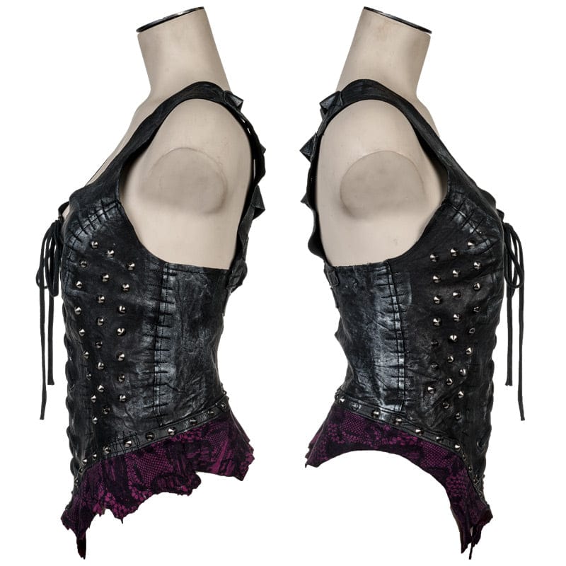 Custom Chop Shop Jacket Wornstar Custom Handmade Vest - Leather Corset Black