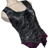Custom Chop Shop Jacket Wornstar Custom Handmade Vest - Leather Corset Black