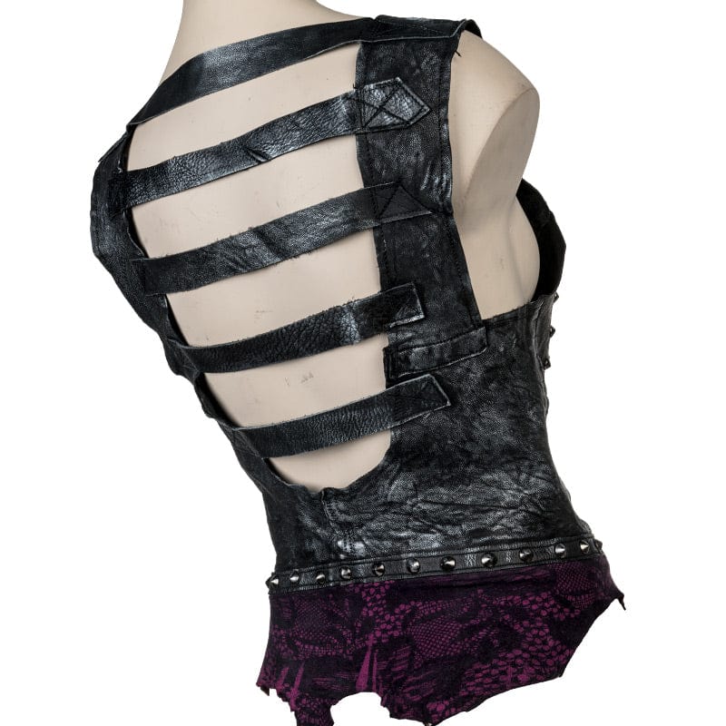 Custom Chop Shop Jacket Wornstar Custom Handmade Vest - Leather Corset Black