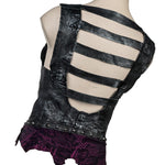 Custom Chop Shop Jacket Wornstar Custom Handmade Vest - Leather Corset Black