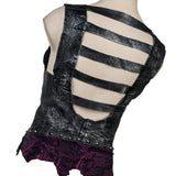 Custom Chop Shop Jacket Wornstar Custom Handmade Vest - Leather Corset Black